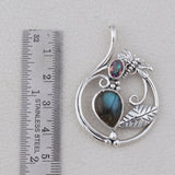 Natural Mexican Turquoise & Blue Topaz Silver Pendant