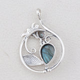 Natural Mexican Turquoise & Blue Topaz Silver Pendant