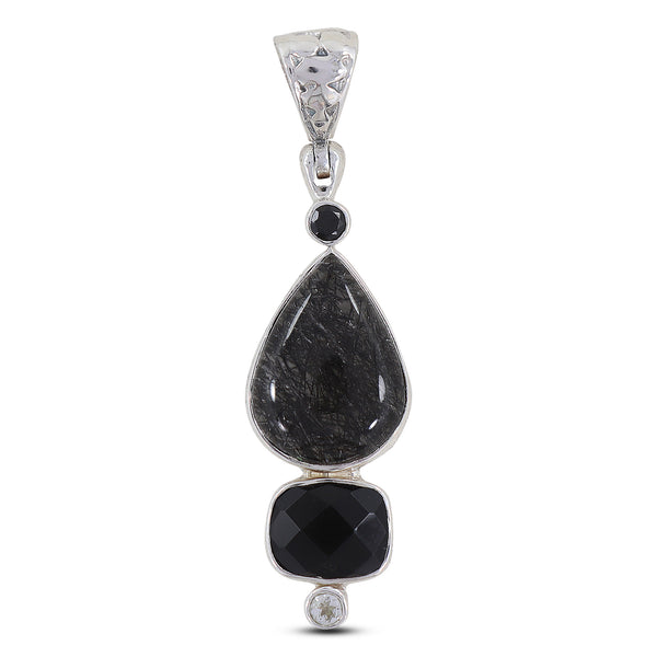 925 Silver Black Rutilated Quartz Pendant