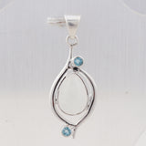 Rainbow Moonstone & Blue Topaz Silver Pendant