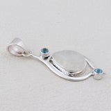 Rainbow Moonstone & Blue Topaz Silver Pendant