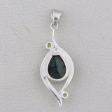 Rainbow Moonstone & Blue Topaz Silver Pendant