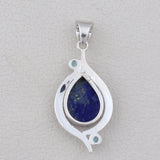 Rainbow Moonstone & Blue Topaz Silver Pendant