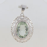 Natural Green Amethyst Pendant 925 Sterling Silver