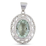 Natural Green Amethyst Pendant 925 Sterling Silver