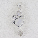 Rainbow Moonstone Silver Pendant