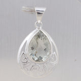 Green Amethyst Gemstone Pendant 925 Sterling Silver