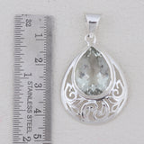 Green Amethyst Gemstone Pendant 925 Sterling Silver