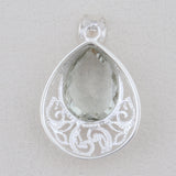 Green Amethyst Gemstone Pendant 925 Sterling Silver