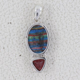 Natural Rainbow Calsilica Gemstone 925 Sterling Silver Pendant