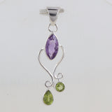 Natural Amethyst Silver Pendant