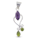 Natural Amethyst Silver Pendant