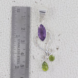 Natural Amethyst Silver Pendant