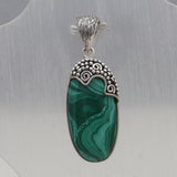 Natural Malachite Silver Pendant