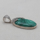 Natural Malachite Silver Pendant