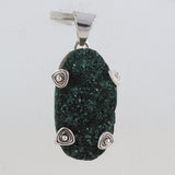 Natural Malachite Druse Silver Pendant