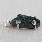 Natural Malachite Druse Silver Pendant