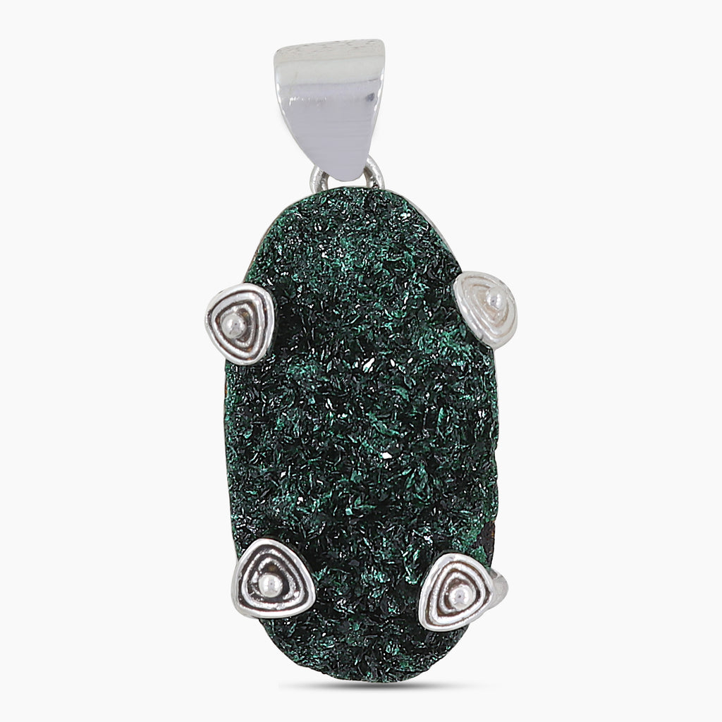 Natural Malachite Druse Silver Pendants