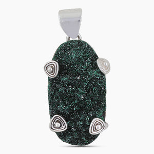 Natural Malachite Druse Silver Pendants