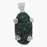 Natural Malachite Druse Silver Pendants