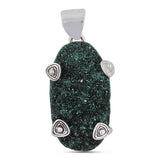 Natural Malachite Druse Silver Pendant