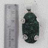 Natural Malachite Druse Silver Pendant