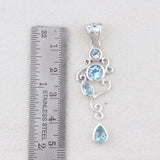 Natural Blue Topaz 925 Sterling Silver Pendant