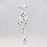 Natural Blue Topaz 925 Sterling Silver Pendant