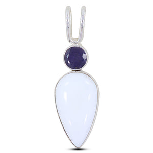 925 Silver White Opal & Iolite Pendant