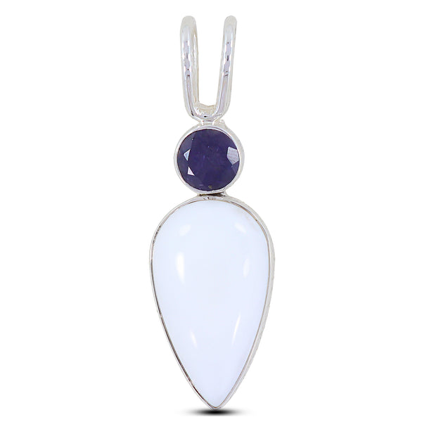 925 Silver White Opal & Iolite Pendant