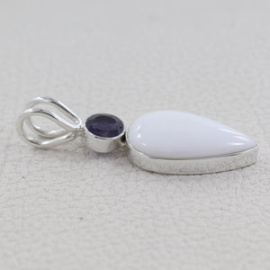 925 Silver White Opal & Iolite Pendant
