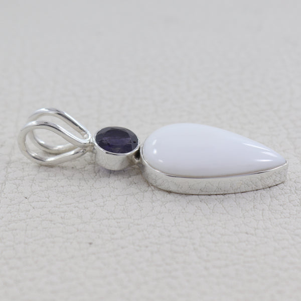 925 Silver White Opal & Iolite Pendant