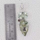 Rainforest Jasper With Green Amethyst Silver Pendant