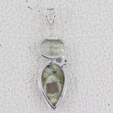 Rainforest Jasper With Green Amethyst Silver Pendant