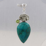 Rainforest Jasper With Green Amethyst Silver Pendant