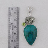 Rainforest Jasper With Green Amethyst Silver Pendant