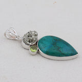 Rainforest Jasper With Green Amethyst Silver Pendant