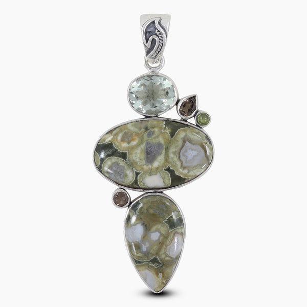 925 Sterling Silver Rainforest Jasper Pendants