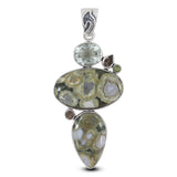 Rainforest Jasper Multi Stone Silver Pendant