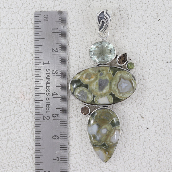 925 Sterling Silver Rainforest Jasper Pendants