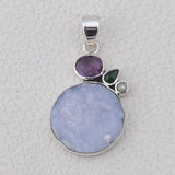 Druse Natural Gemstone Silver Pendant