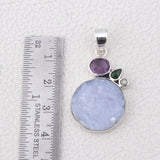 Druse Natural Gemstone Silver Pendant