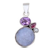 Druse Natural Gemstone Silver Pendant