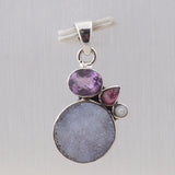 Druse Natural Gemstone Silver Pendant