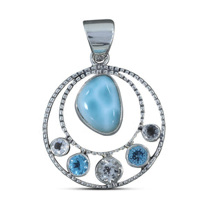 925 Sterling Silver Larimar Pendant