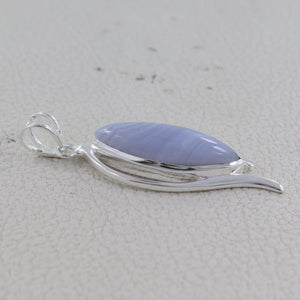 925 Sterling Silver Blue Lace Agate Pendants
