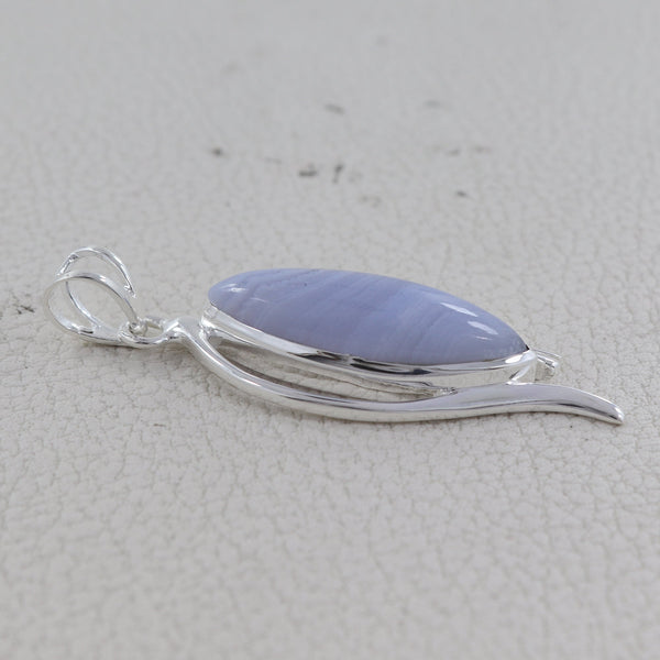 925 Sterling Silver Blue Lace Agate Pendants