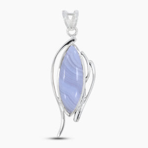 925 Sterling Silver Blue Lace Agate Pendants