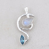 Blue Labradorite and Peridot 925 Sterling Silver Pendant