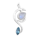 Blue Labradorite and Peridot 925 Sterling Silver Pendant